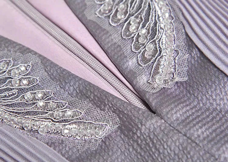 Julia V-Neck Draped Butterfly Sleeve Embroidery Beading Elegant Party Dress