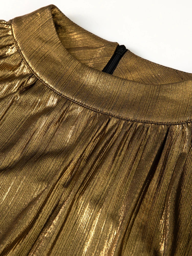 Vienna Metallic Pleated Dress