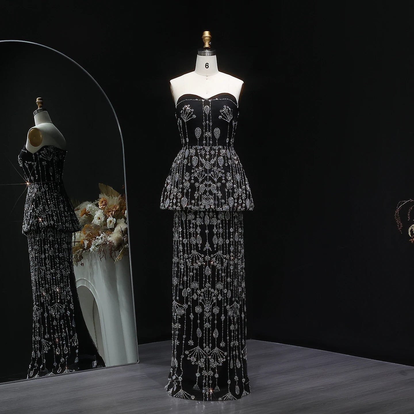 Luanne Elegant Beaded Black 2 Pieces Sweetheart Evening Gown