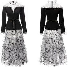 Load image into Gallery viewer, Yaretzi Early Autumn  Stand Collar Long Sleeve Mesh Patchwork Lace-up Office Lady Dress