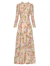 Load image into Gallery viewer, Salem Early Autumn O-Neck Long Sleeve Folds Floral Print Elegant Party Dress