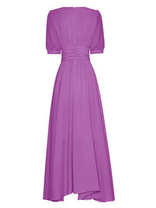 Liora V-neck Three-dimensional Solid Puff Sleeve Dress