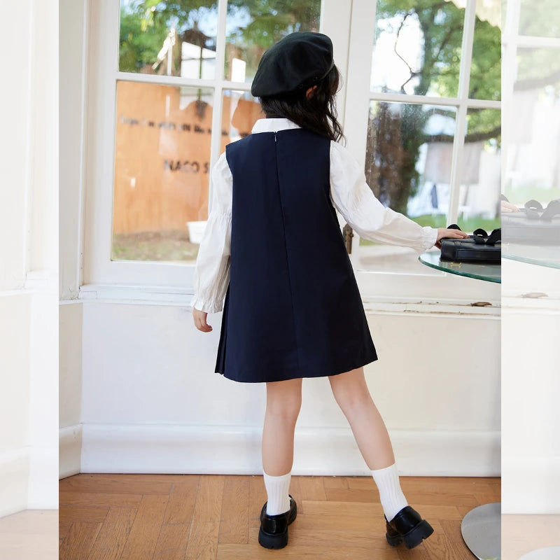 Long Sleeve Blouse and School Sundress for Girls Kids