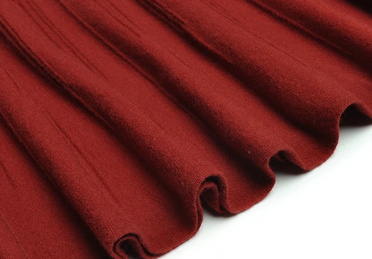 مجموعة تنورة Lani Red Vintage للسيدات بأكمام واسعة وسترة رفيعة مرنة + تنورة طويلة مكونة من قطعتين