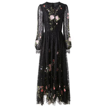 Load image into Gallery viewer, Beryl O-Neck Lantern Sleeve Sequins Lace Long Dress