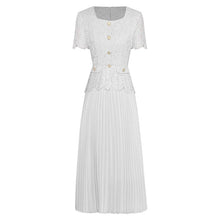 Load image into Gallery viewer, Shelby Square Collar Short Sleeve Button Lace Dress