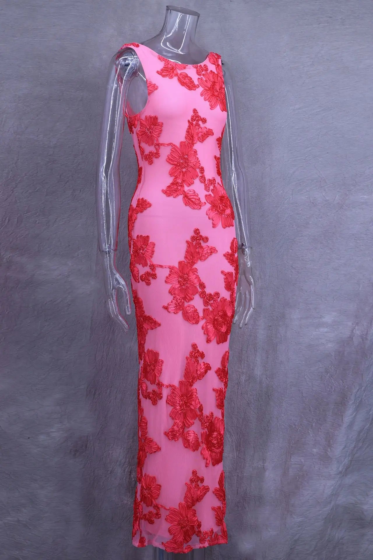 Veronica Elegant Women Sleeveless 3d Flowers Party Dress