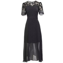 Load image into Gallery viewer, Ruby O-Neck Lace Short Sleeve Crystal Diamonds Dot Print Elegant Party Dress