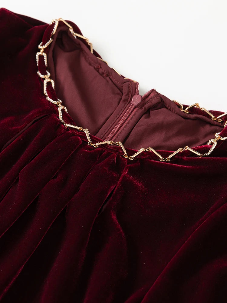 Fallon  Sleeve Chain Vintage Party Velvet Dress