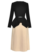 Load image into Gallery viewer, Chana Long Sleeve Belt Crystal Brooch Jacket + Pleated Skirt Office Lady Two-Piece Set
