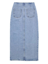 Load image into Gallery viewer, A-line Irregular Button Split Skirt Denim Skirts