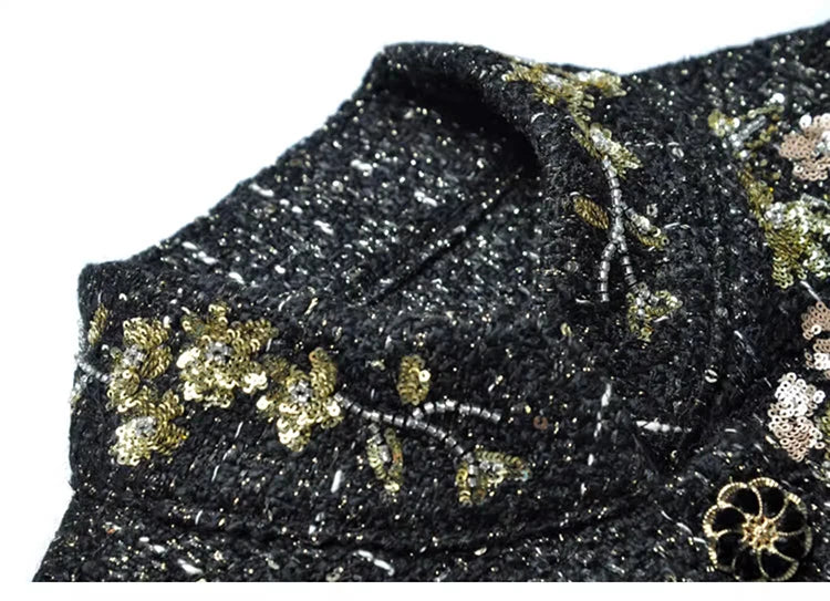 Dulce Sequins Beading Tweed Coat