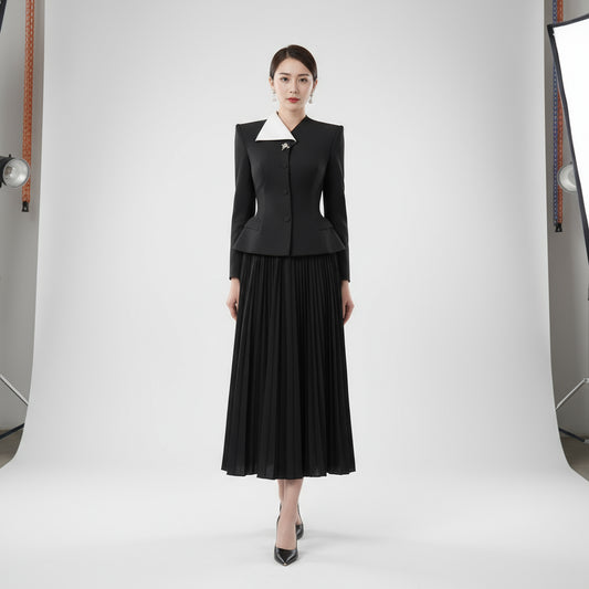 Daphne Two-Piece  Color-Block Lapel Set