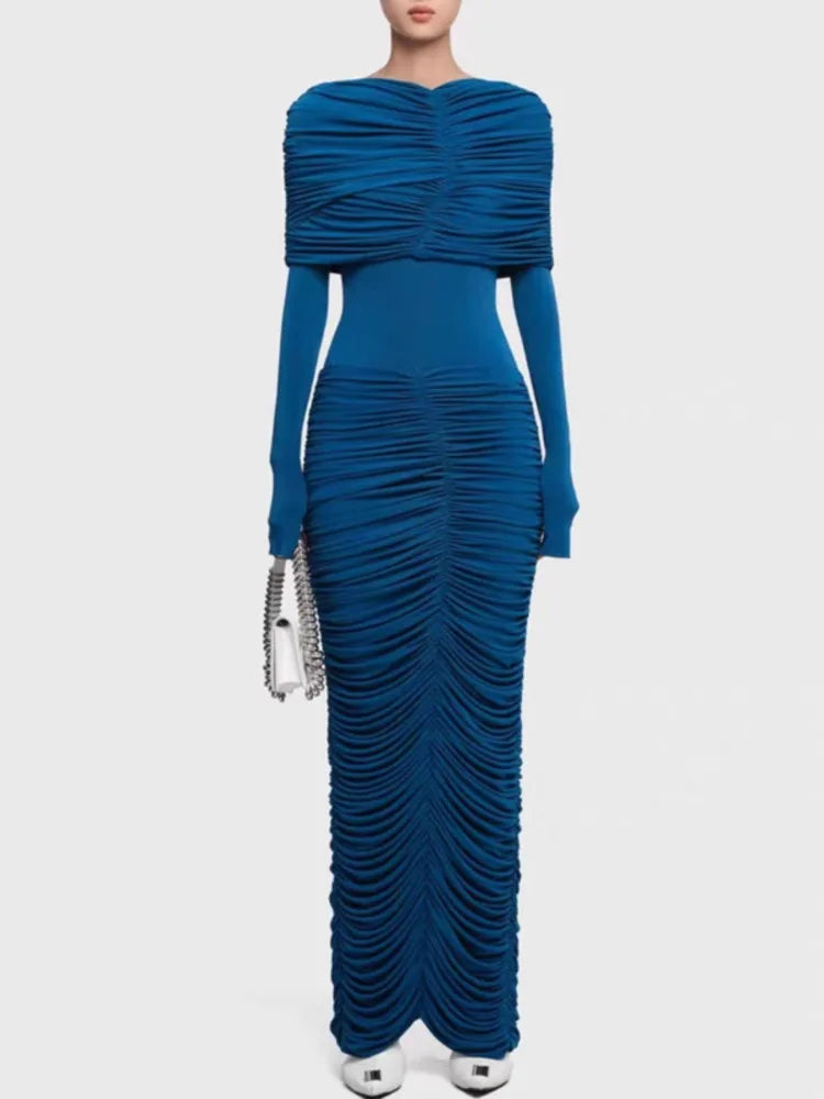 Alissa Pleated Long Sleeve Dress