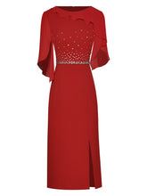 Load image into Gallery viewer, Madison Diamond Rose Red Vintage Midi Dress