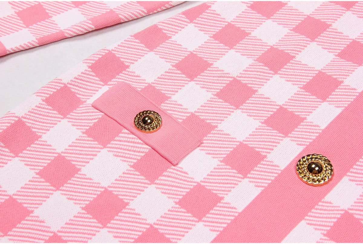 Jessy Plaid Knitting Sweater Dress