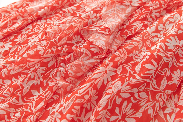Millie Runway Bohemian Beach Party Floral Print Long Dress