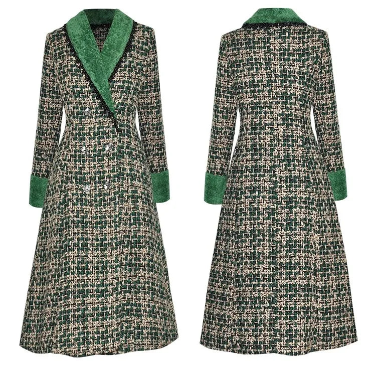 Valery Double Breasted Plaid Coat