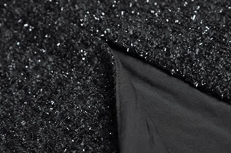 Sandra Tweed Suit Long Sleeve Beading Appliques Short Jacket + Pencil Skirt Two-Piece Set