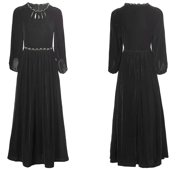 Fallon  Sleeve Chain Vintage Party Velvet Dress