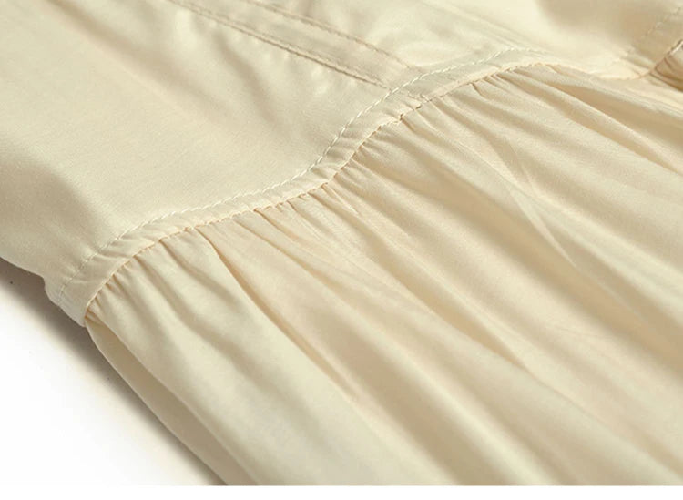 Ersila  Petal Sleeve Solid Color Ruched Patchwork Dress