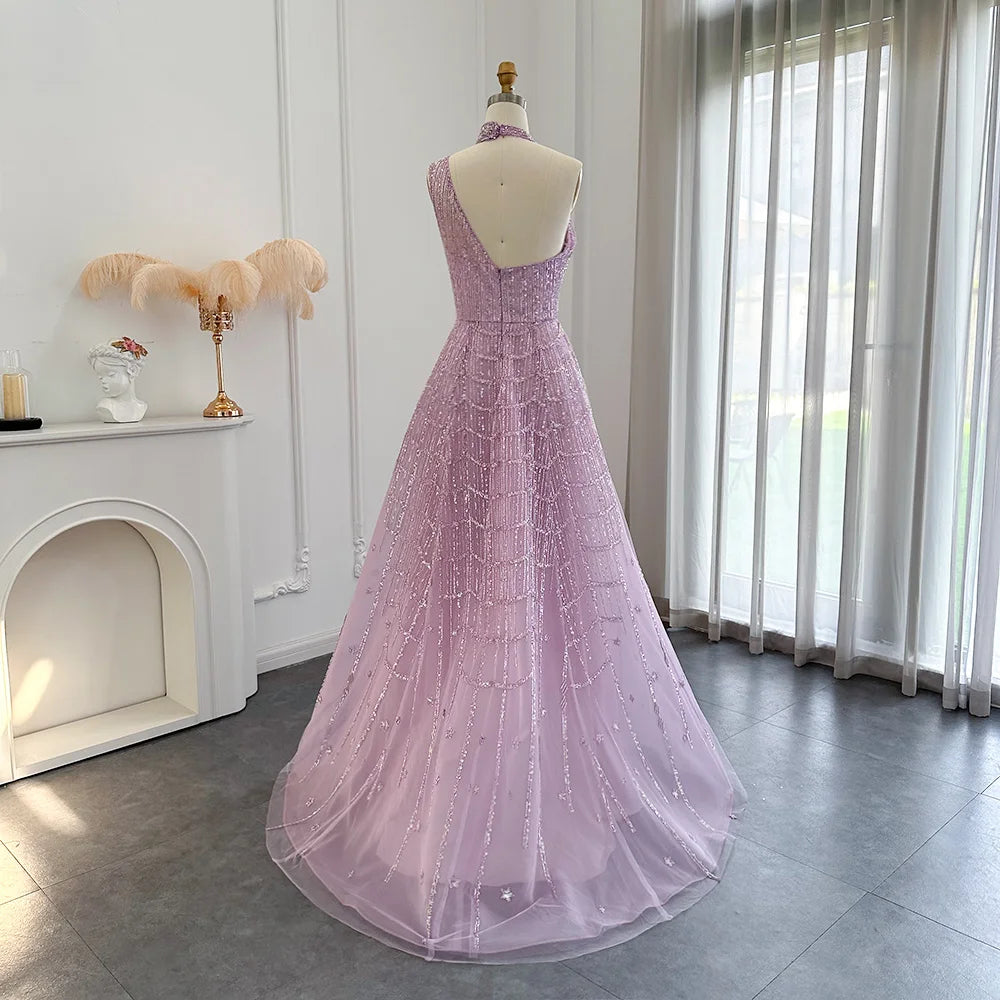 Luxury Beaded Lilac Evening Dress