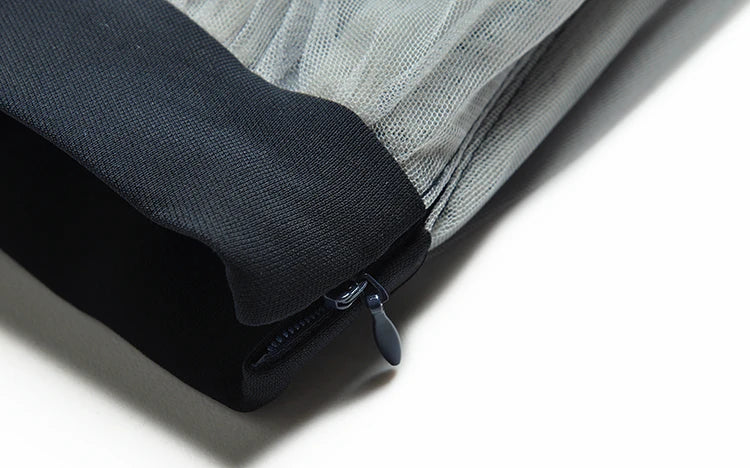 Juan Notched collar Long sleeve Black Belt Blazer + Mesh Print Skirt Two Pieces Set