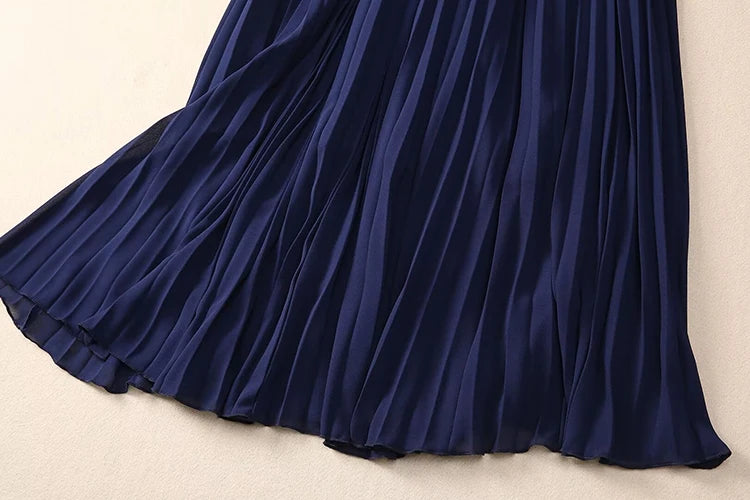 Sawyer  V-Neck Flare Sleeve  Vintage Party Pleated Dress