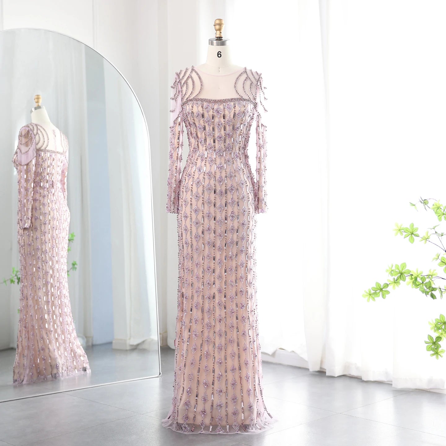 Luxury Evening Mermaid Dress with Long Sleeves