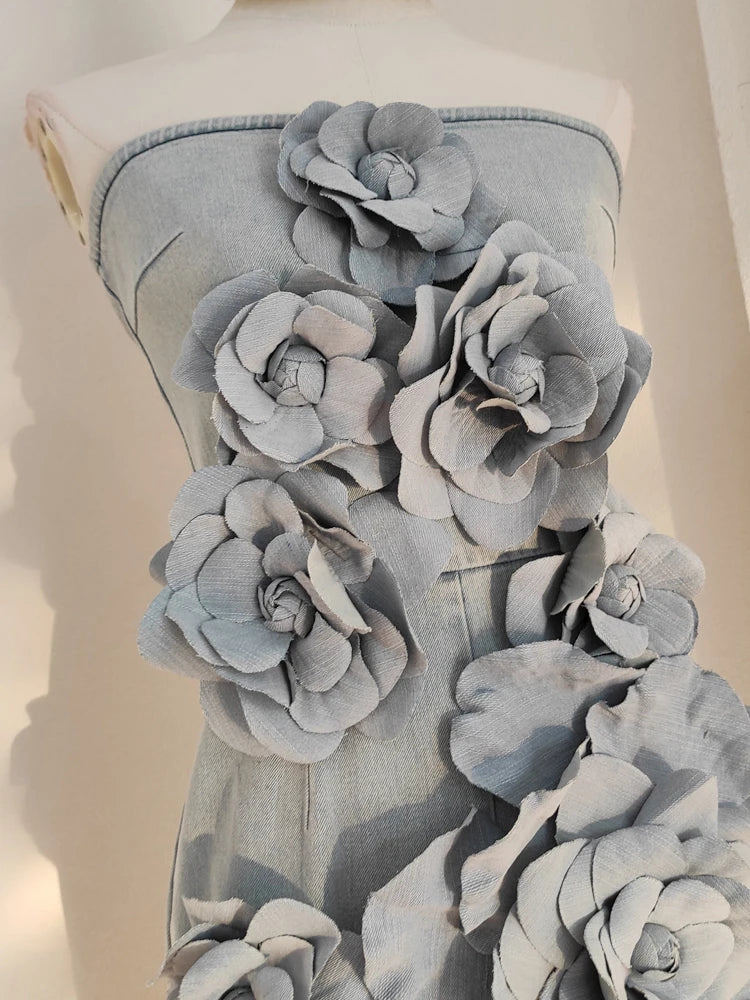 Avianne 3D Flower Spliced Strapless Jumpsuit