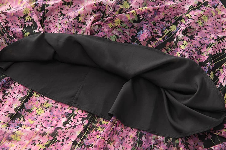 Ari V-Neck Flare Sleeve Flower Print  Elegant Party Long Dress
