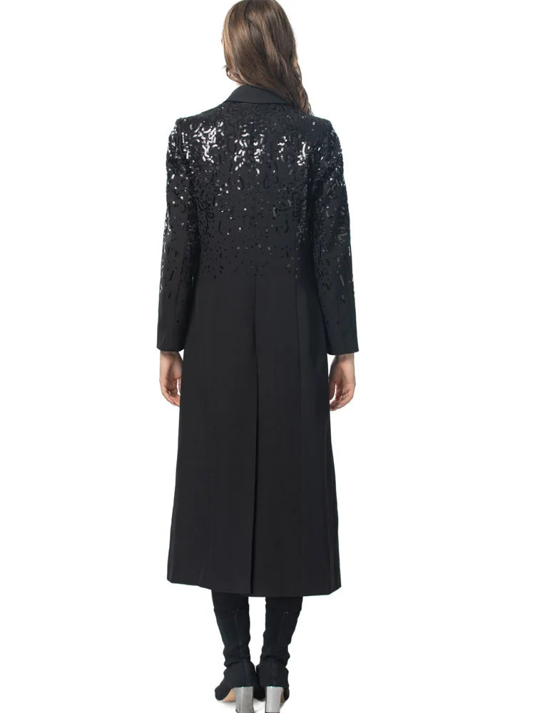 Jordan  Solid  Sequin Trench