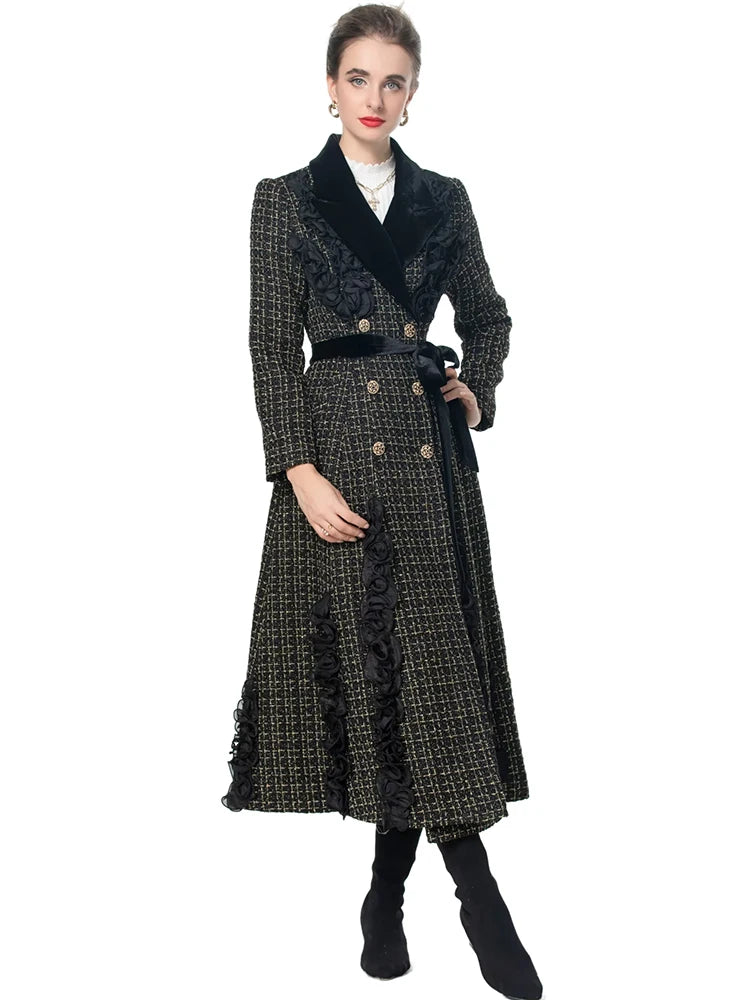 Sally Double Breasted Plaid Tweed Coat