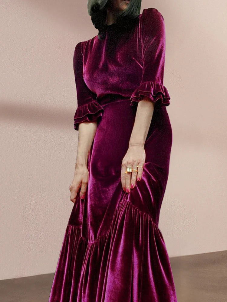 Gwen Velvet A-LINE Long Dress