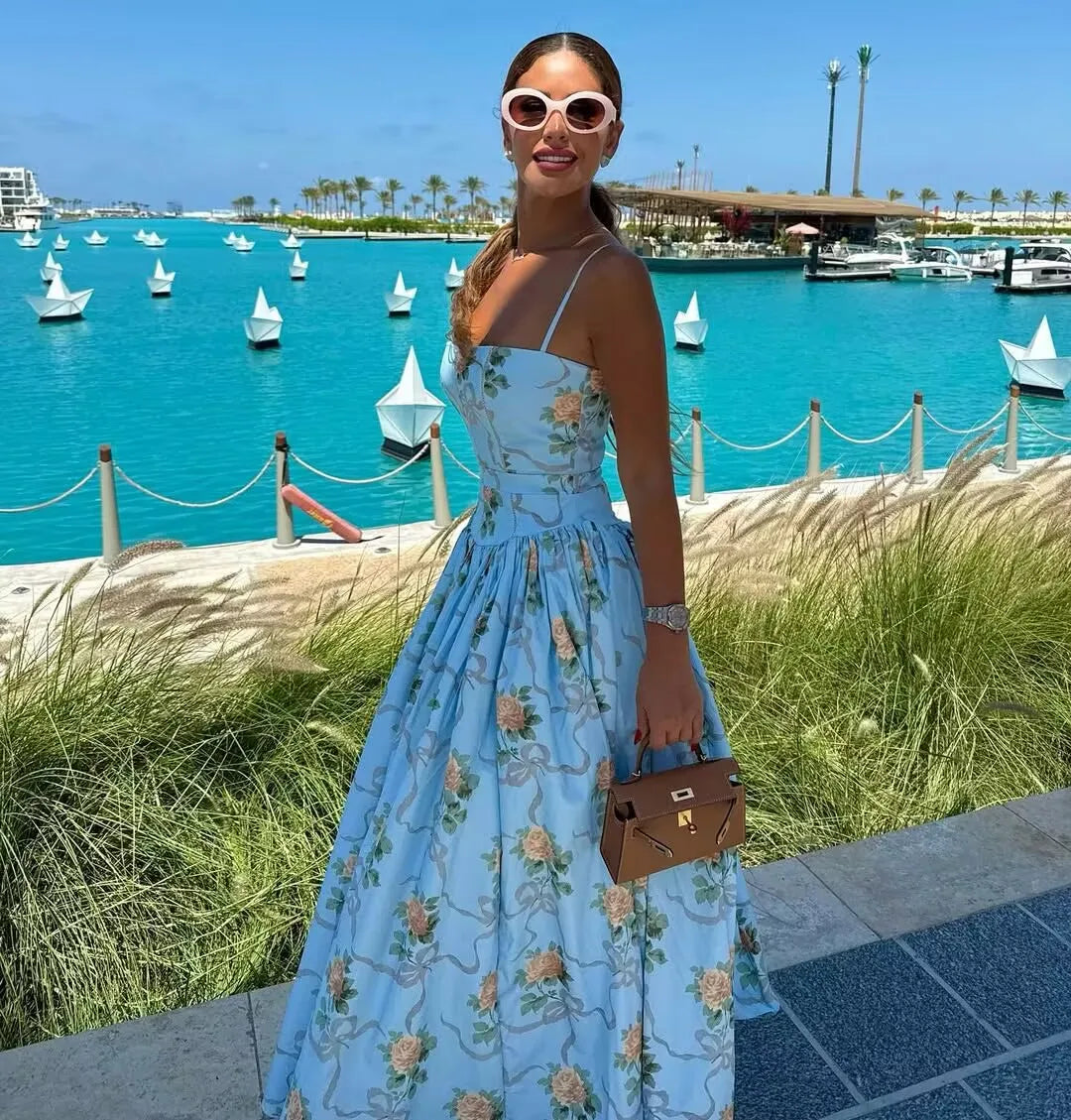 Mya Sexy Spaghetti Straps Floral Print Dress