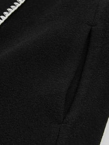 Jazmine Luxury Shawl Irregular Design Woolen Coat For Women Spliced Asymmetric Button Thick Wool Overcoat