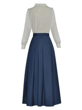 Load image into Gallery viewer, Ayleen Epaulet Lantern Sleeve Double Breasted Shirt + Long Skirt Office Lady 2 Piece Set