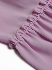 Mirabel V-Neck Flare Sleeve Appliques Belt Solid color Elegant Party Midi Dress