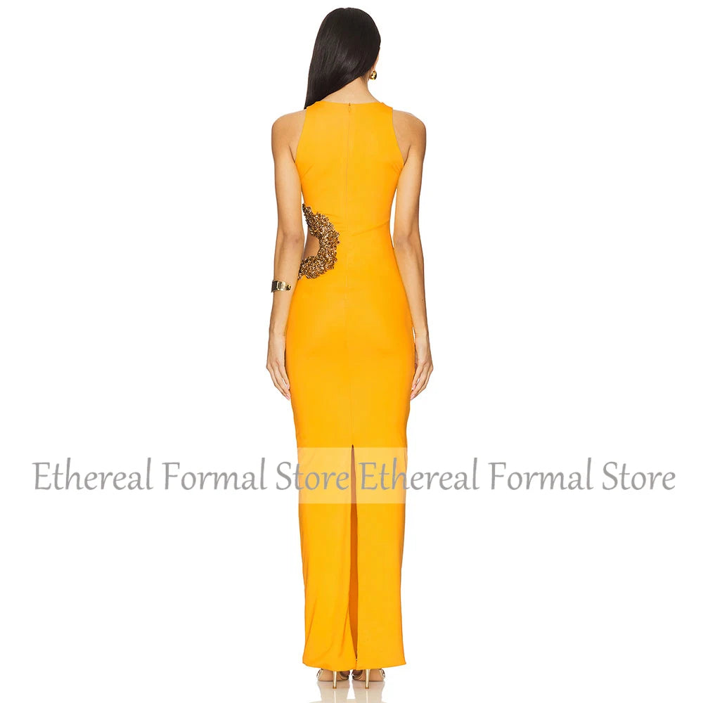 Cianne Women's Evening Gown O Neck Mermaid Prom Dress Sleevesless Beading Floor Length  Formal Party Dress 2025