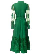 Load image into Gallery viewer, Viv Mesh Lantern Sleeve Floral Vintage Draped Dress