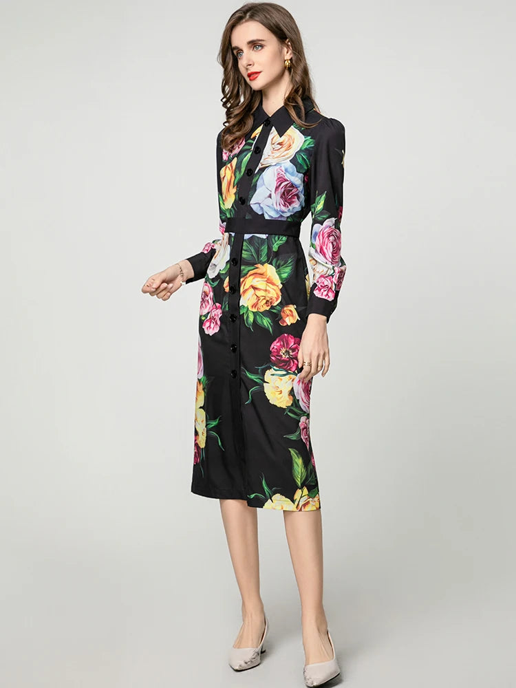 Ava Floral Print  with  Peter Pan Collar  Pencil Dress