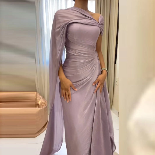 Hazel Lilac One-Should Dubai Evening Dress