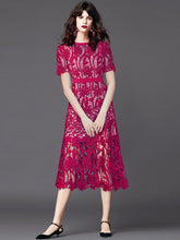 Load image into Gallery viewer, Ellie  Rose Red Embroidery Party Dress
