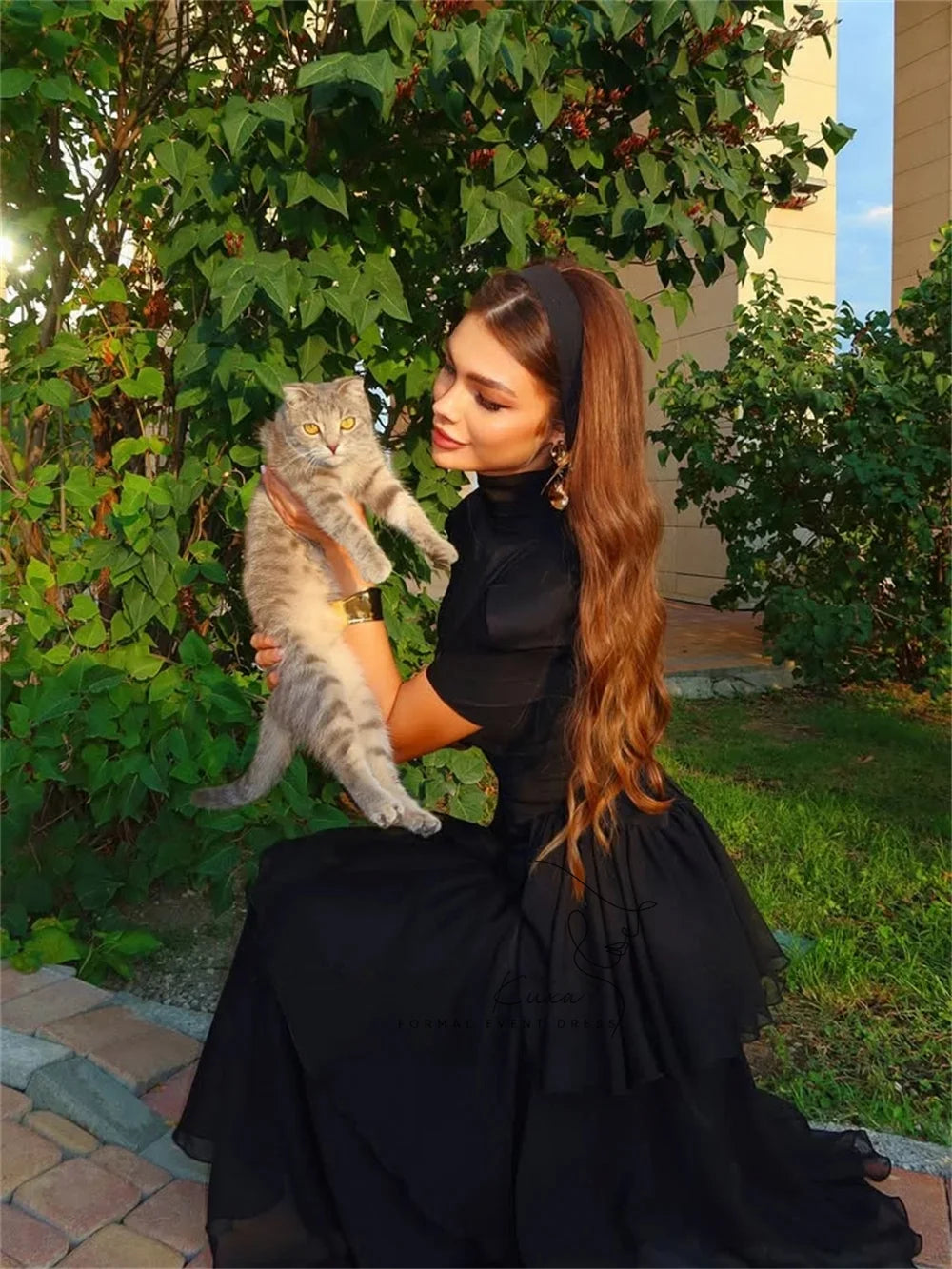 Kylie Chiffon Tulle Pleat Evening Dress Customized Woman Party Dress Ankle Length Formal Gown