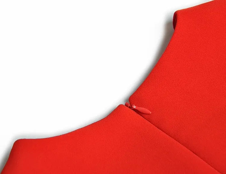 Rebecca Short Sleeve Folds Solid Color Office Lady Office Lady Split Dress