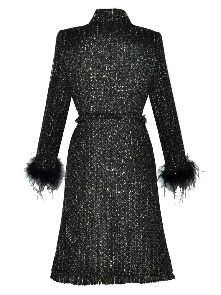 Dulce Sequins Beading Tweed Coat