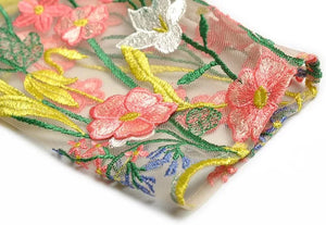 Aya Dress Mesh O-Neck Floral Embroidery Cascading Ruffle Elegant Party High Waist Dress