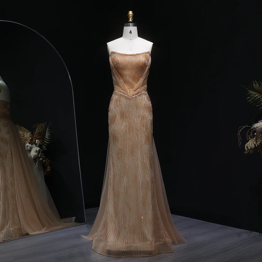 Gina Pink Strapless Mermaid Evening Dress