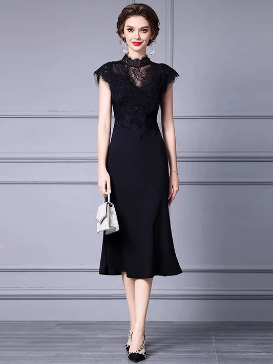 Remy Embroidery Lace Buttock Covering Fishtail Skirt Dress