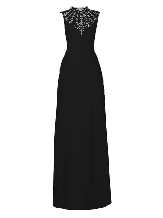 Ramona Splice Round Neck Sleeveless Black Banquet Dress